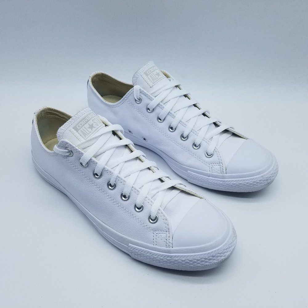 Converse Chuck Taylor Low Men's White Leather Sneakers Size 10.5